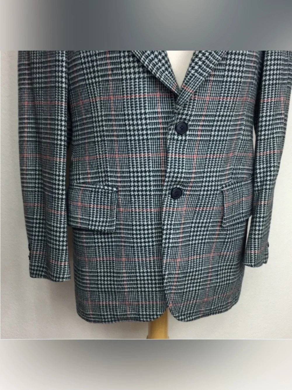 Vintage Men The Highlander Tailored Grey Glen Plaid Wool Classic Blazer Size 36S